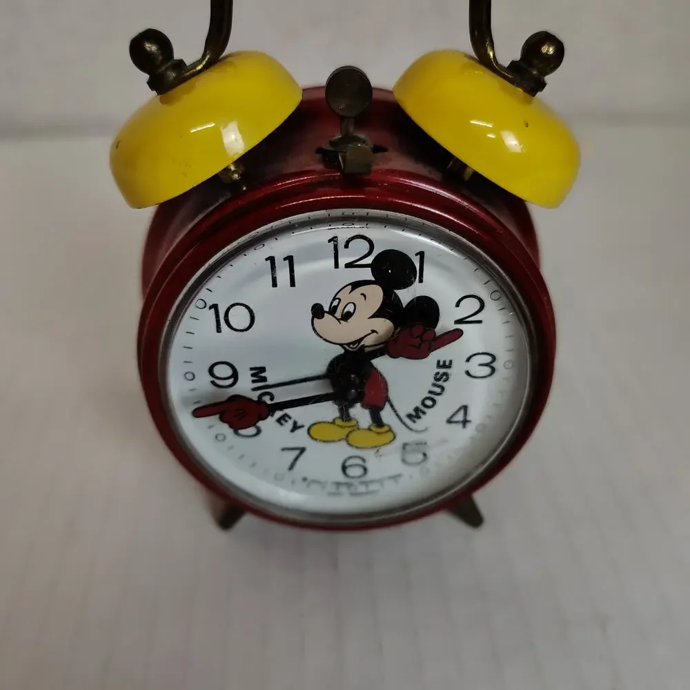 Vintage Bradley Mickey Mouse Wind Up Twin Bell Alarm Clock West Germany Untested